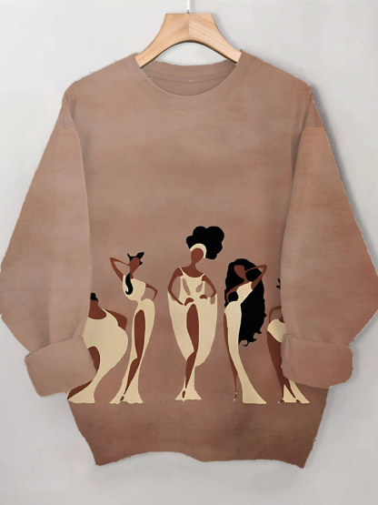 Women's Black Queen Hercules Art Print Casual Sweatshirt-Styleame