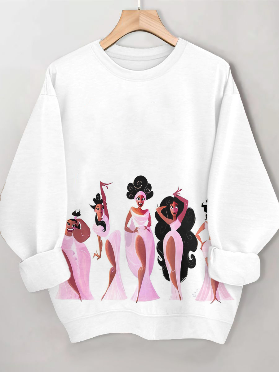 Women's Black Queen Hercules Art Print Casual Sweatshirt-Styleame