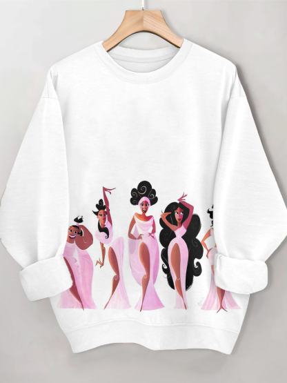 Women's Black Queen Hercules Art Print Casual Sweatshirt-Styleame