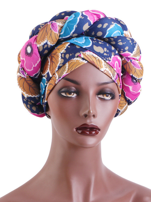 Women's All Over Print Braid Turban Hijab Hat-Styleame