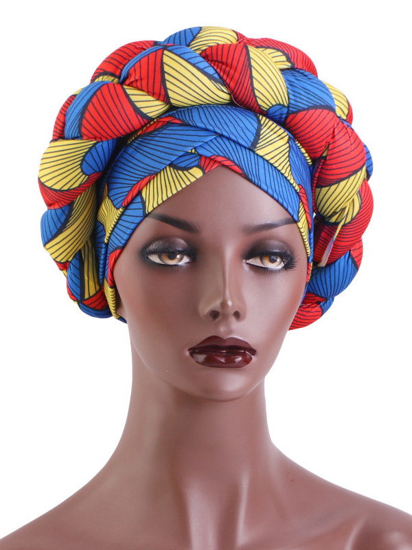 Women's All Over Print Braid Turban Hijab Hat-Styleame