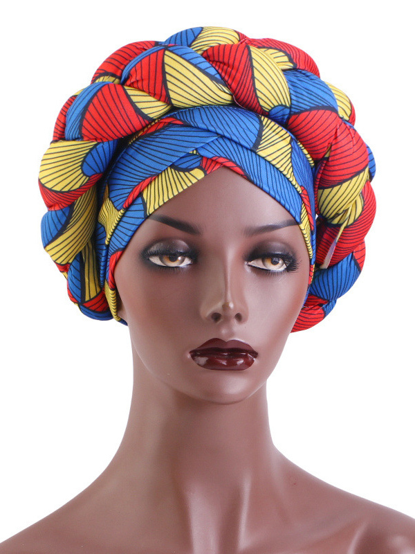 Women's All Over Print Braid Turban Hijab Hat-Styleame