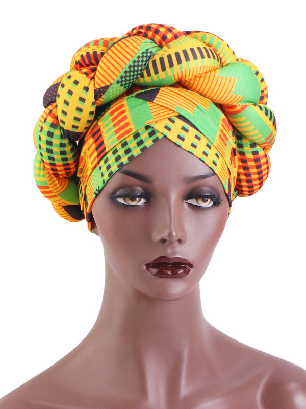 Women's All Over Print Braid Turban Hijab Hat-Styleame