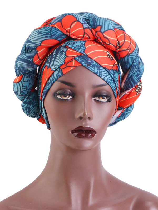 Women's All Over Print Braid Turban Hijab Hat-Styleame