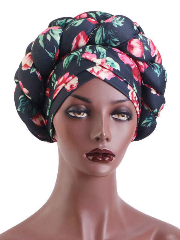Women's All Over Print Braid Turban Hijab Hat-Styleame