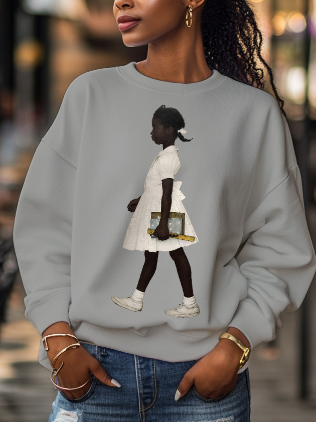 Women's Black Girl Ruby Print Cotton Long Sleeve T-Shirt Thin Sweatshirt-Styleame