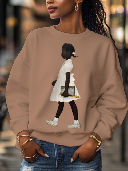 Women's Black Girl Ruby Print Cotton Long Sleeve T-Shirt Thin Sweatshirt-Styleame