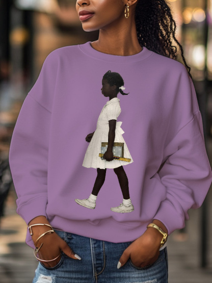 Women's Black Girl Ruby Print Cotton Long Sleeve T-Shirt Thin Sweatshirt-Styleame