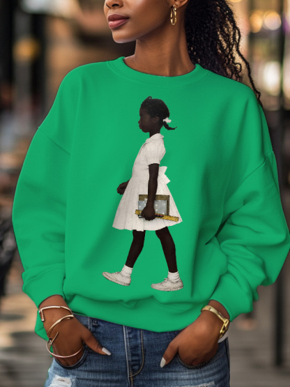 Women's Black Girl Ruby Print Cotton Long Sleeve T-Shirt Thin Sweatshirt-Styleame