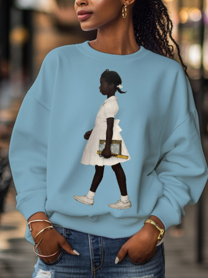 Women's Black Girl Ruby Print Cotton Long Sleeve T-Shirt Thin Sweatshirt-Styleame