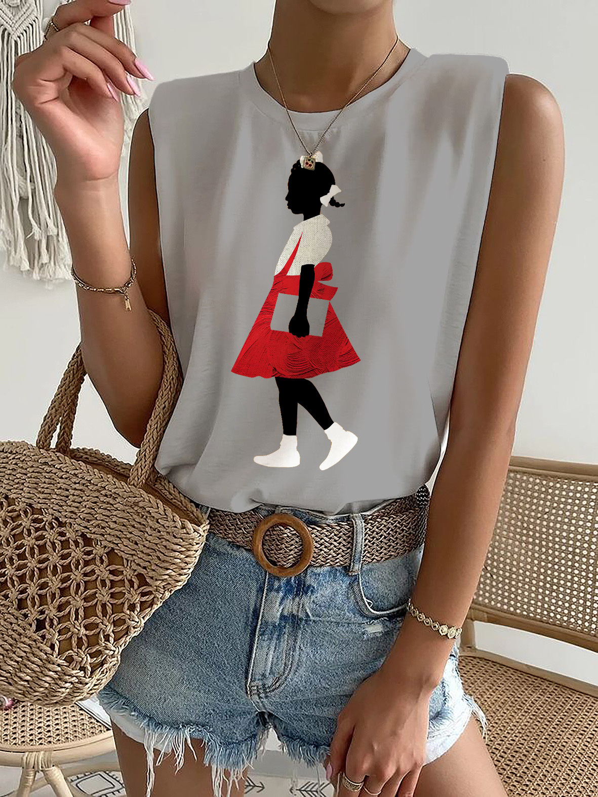 Women's Brave Black Girl Ruby Printed Casual Tank Top-Styleame