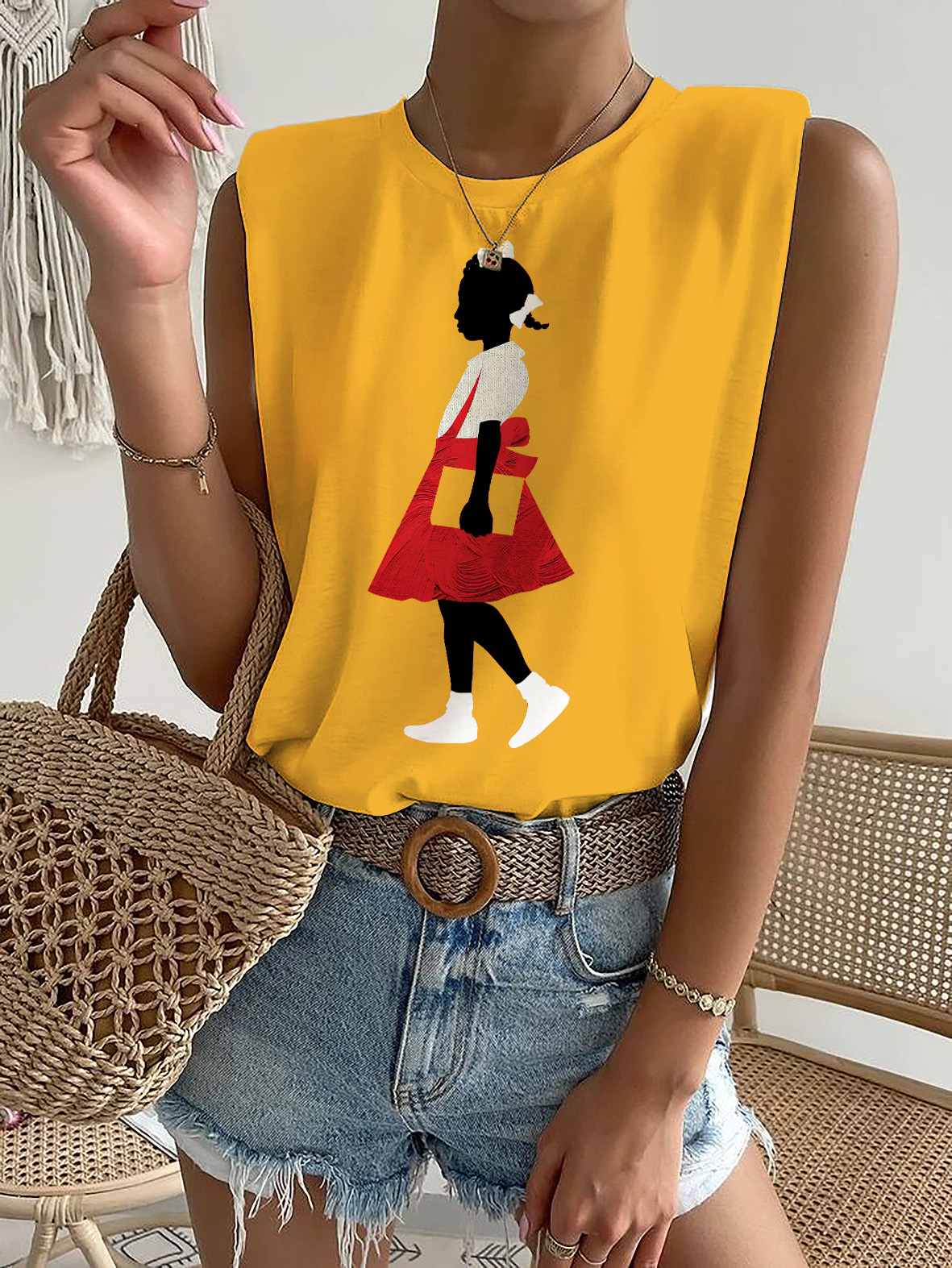 Women's Brave Black Girl Ruby Printed Casual Tank Top-Styleame