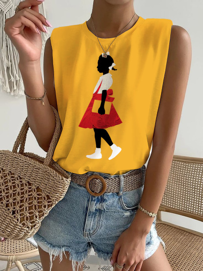 Women's Brave Black Girl Ruby Printed Casual Tank Top-Styleame