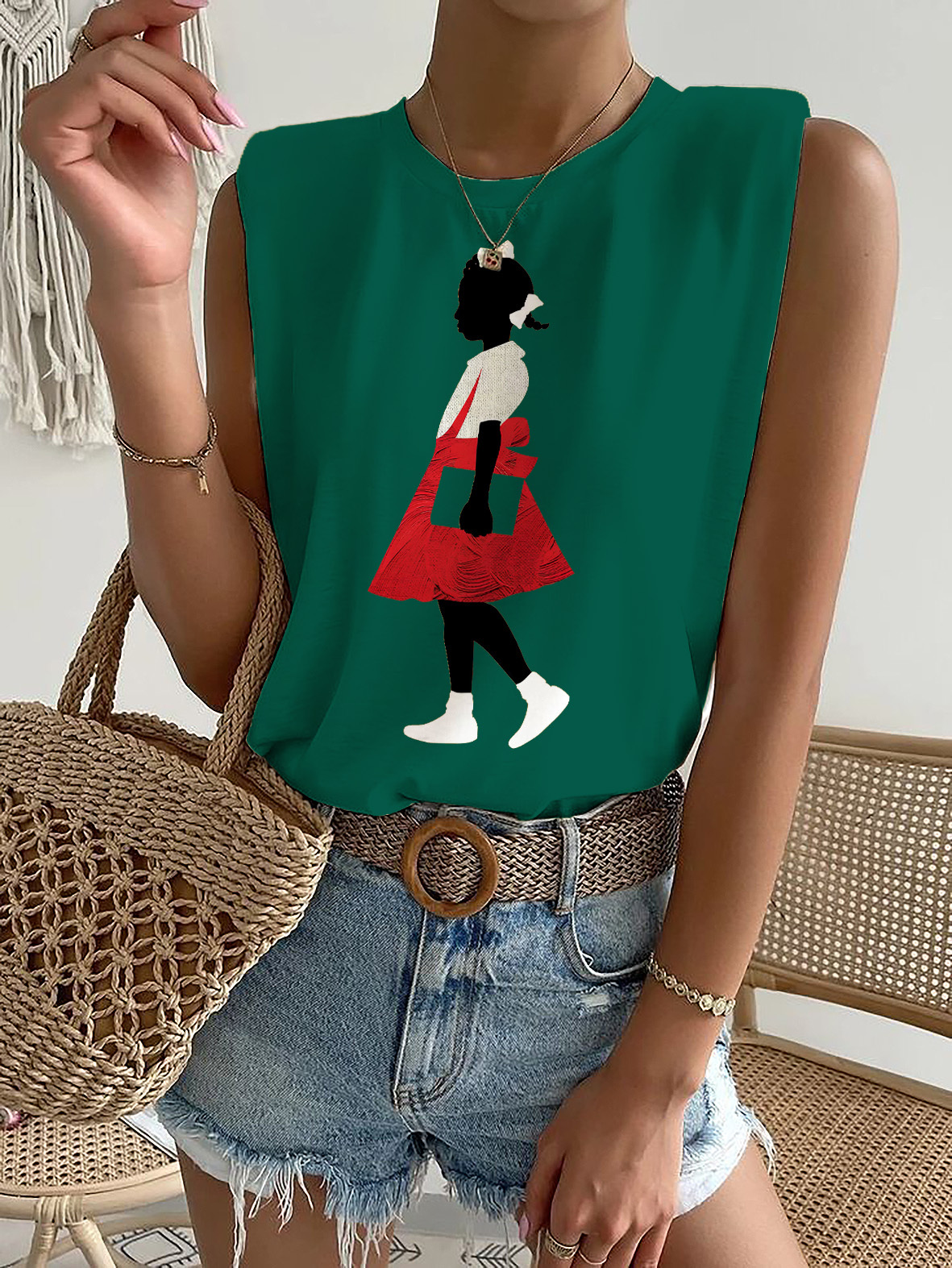 Women's Brave Black Girl Ruby Printed Casual Tank Top-Styleame