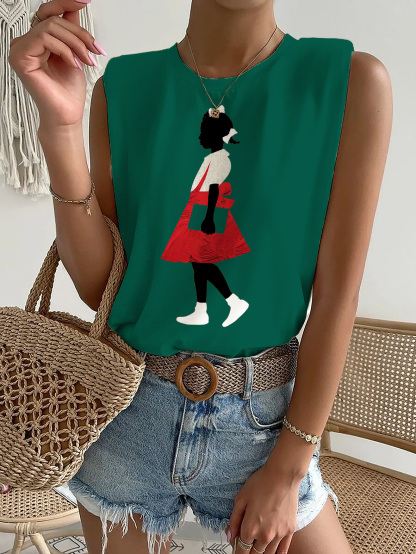 Women's Brave Black Girl Ruby Printed Casual Tank Top-Styleame