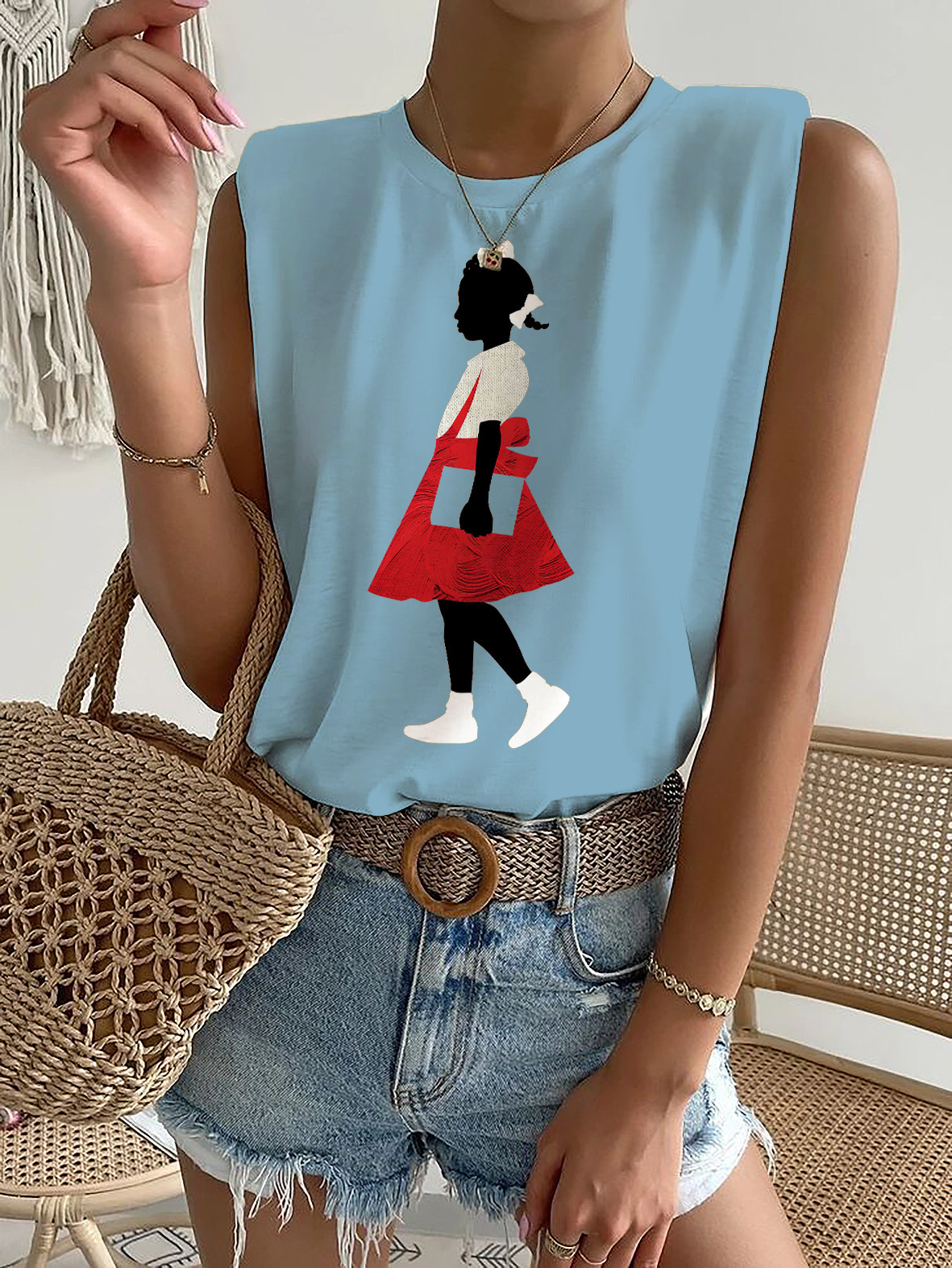 Women's Brave Black Girl Ruby Printed Casual Tank Top-Styleame