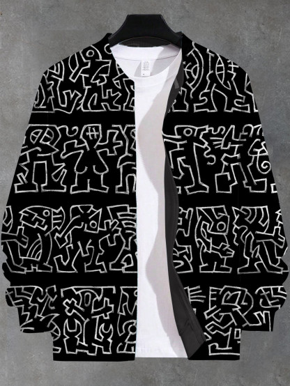 Men's Vintage Tribe Middle Eastern Style Pattern Casual Zip Up Jacket-Styleame