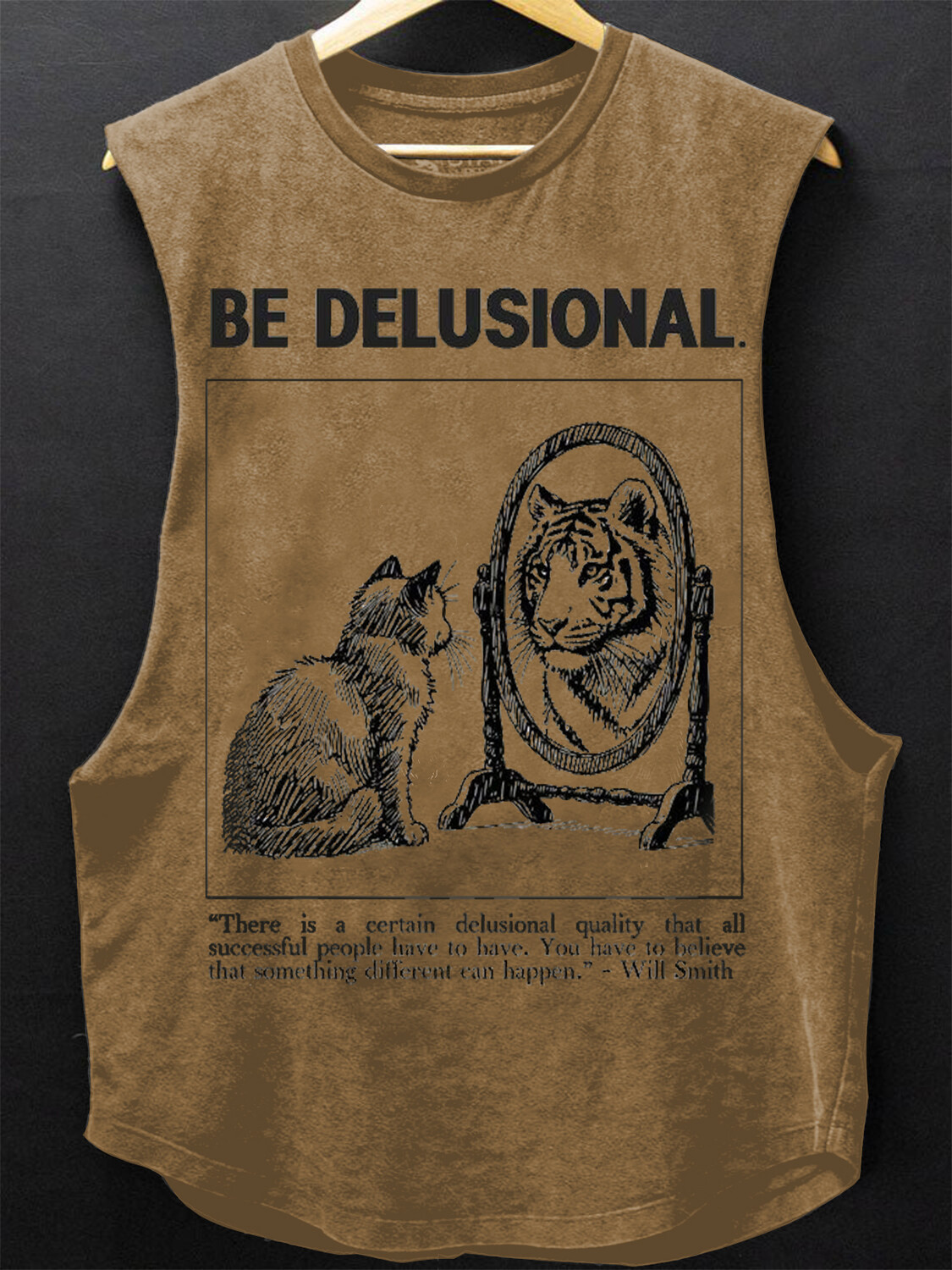 Men's Be Delusional Print Cotton Tank Top-Styleame