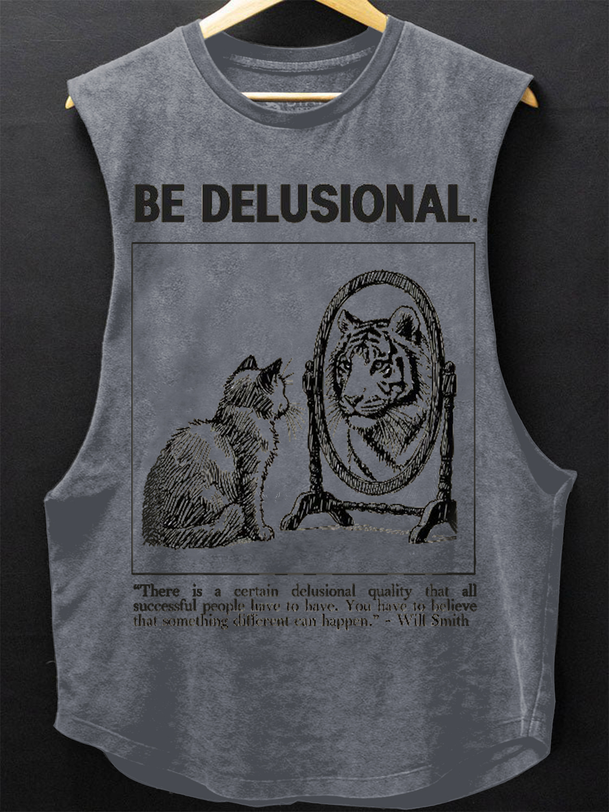 Men's Be Delusional Print Cotton Tank Top-Styleame