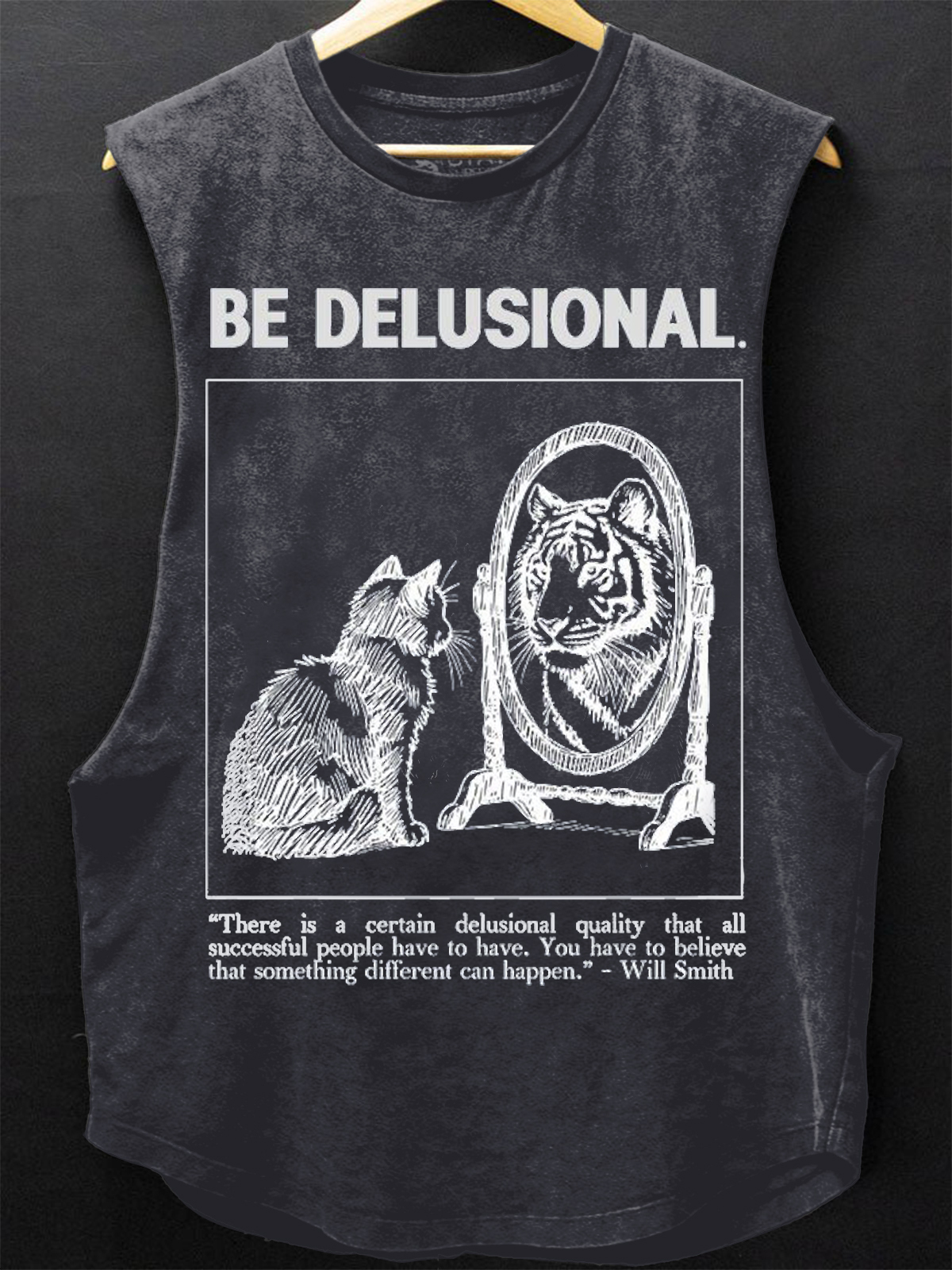 Men's Be Delusional Print Cotton Tank Top-Styleame