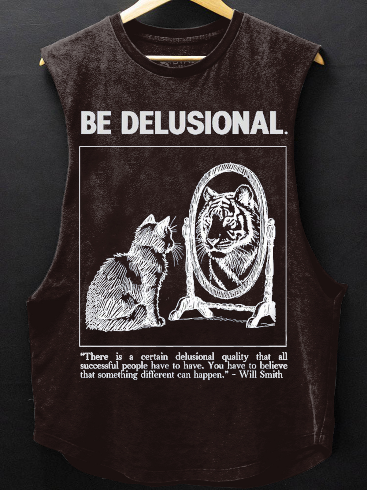 Men's Be Delusional Print Cotton Tank Top-Styleame