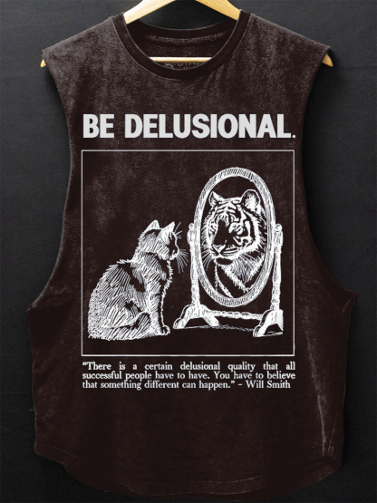 Men's Be Delusional Print Cotton Tank Top-Styleame