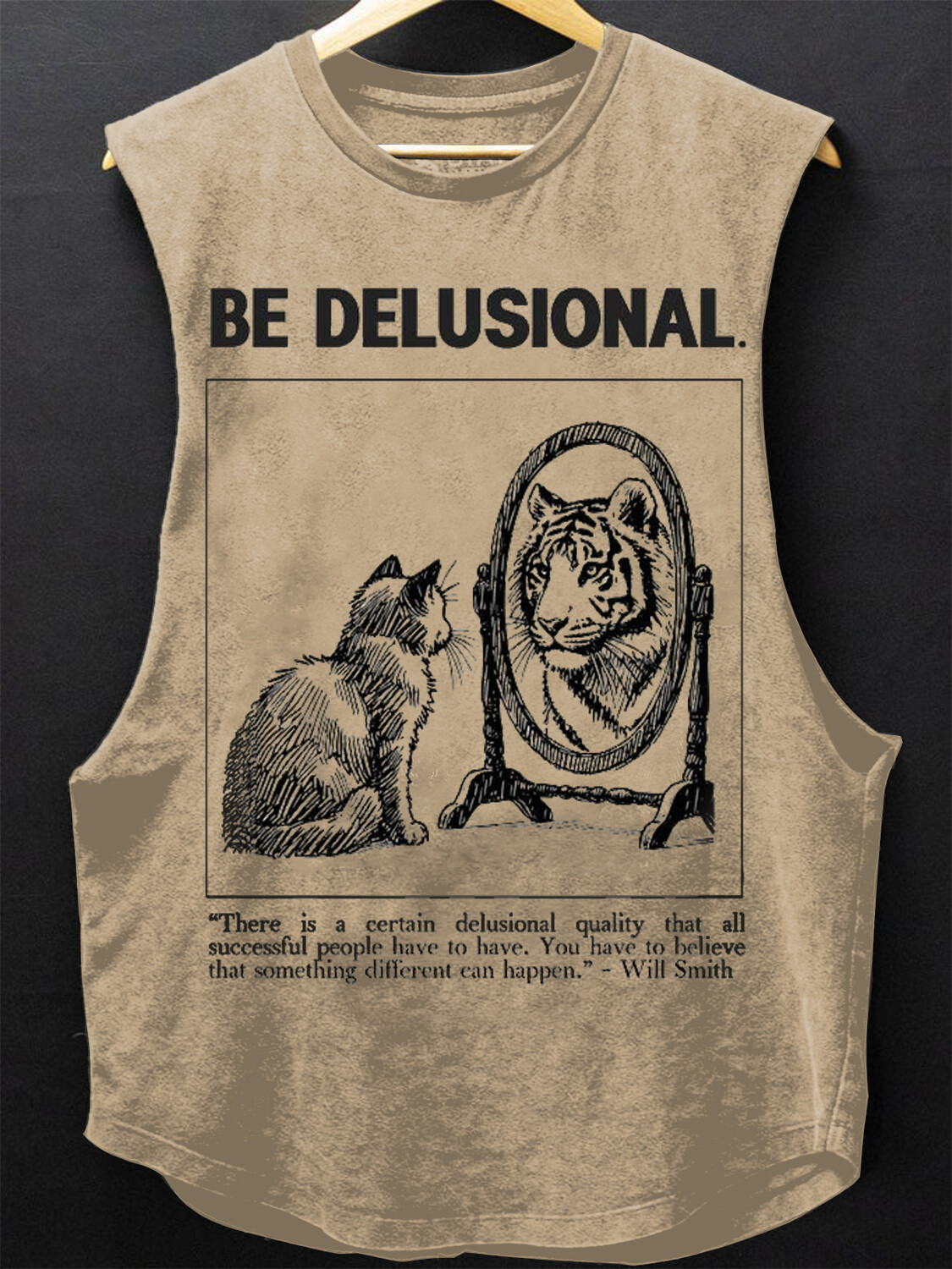 Men's Be Delusional Print Cotton Tank Top-Styleame