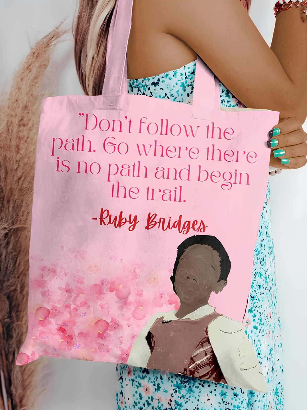 Women's Black History Month Ruby Print Shoulder Tote Bag-Styleame