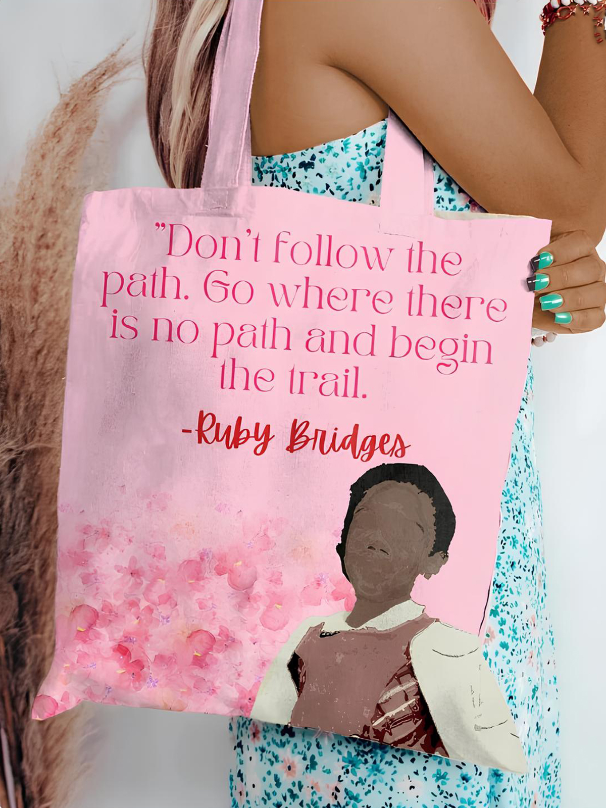 Women's Black History Month Ruby Print Shoulder Tote Bag-Styleame