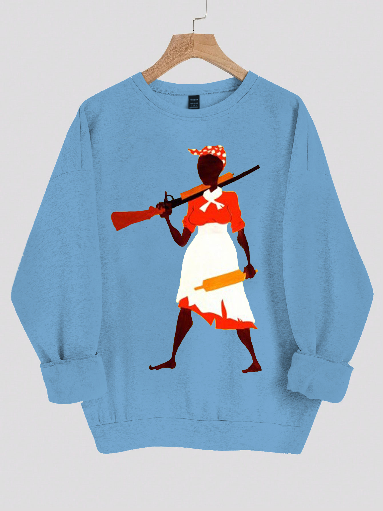 Women's Black Woman Power Print Cotton Long Sleeve T-Shirt Thin Sweatshirt-Styleame