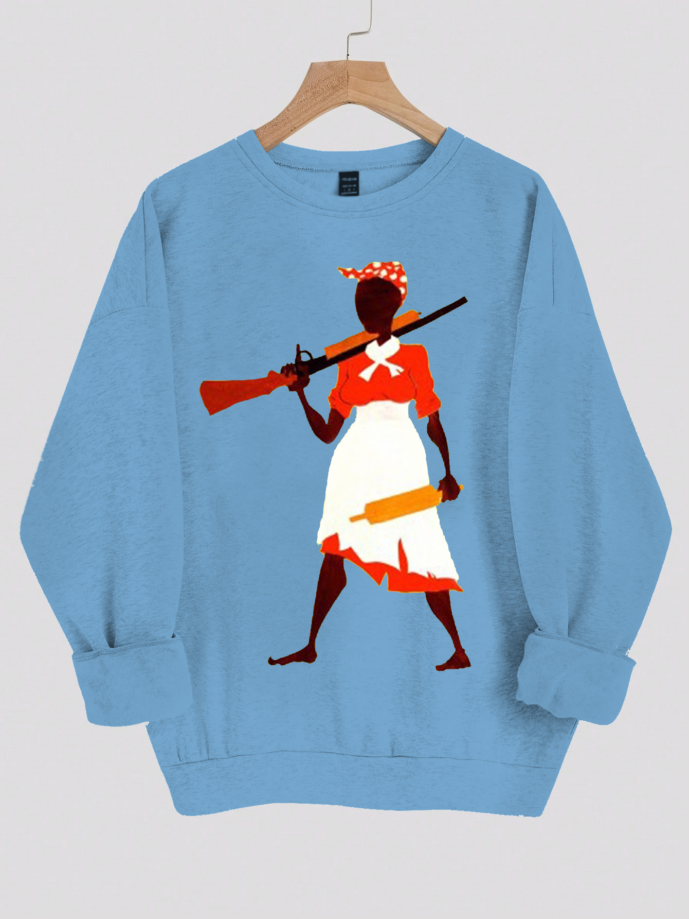 Women's Black Woman Power Print Cotton Long Sleeve T-Shirt Thin Sweatshirt-Styleame