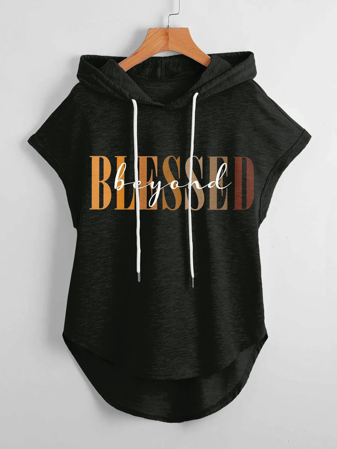 Women's Blessed Beyond Print Hooded Tank Top-Styleame
