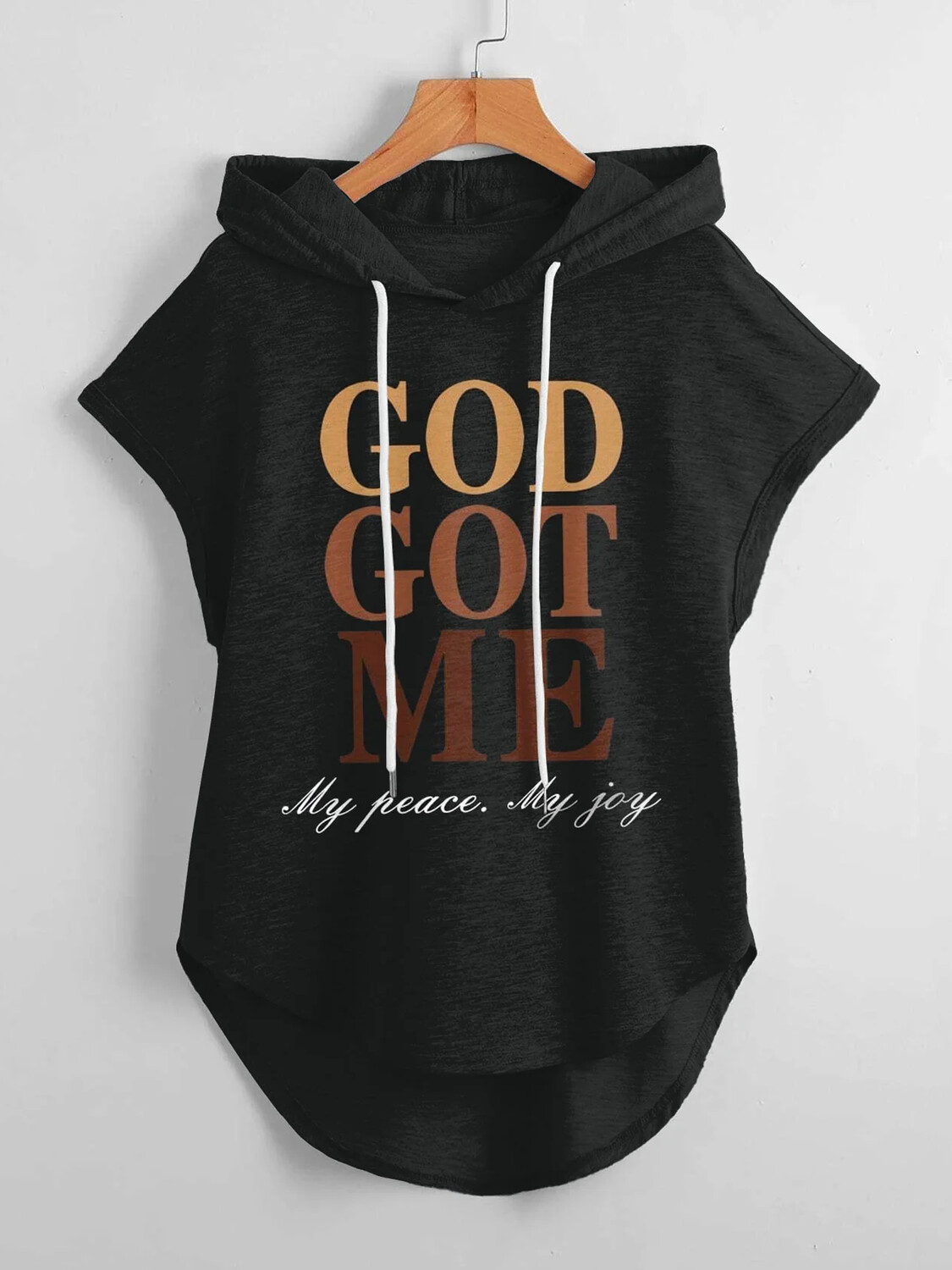 Women's God Got Me My Peace My Joy Print Hooded Tank Top-Styleame