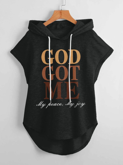 Women's God Got Me My Peace My Joy Print Hooded Tank Top-Styleame