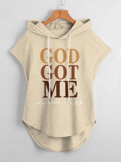 Women's God Got Me My Peace My Joy Print Hooded Tank Top-Styleame