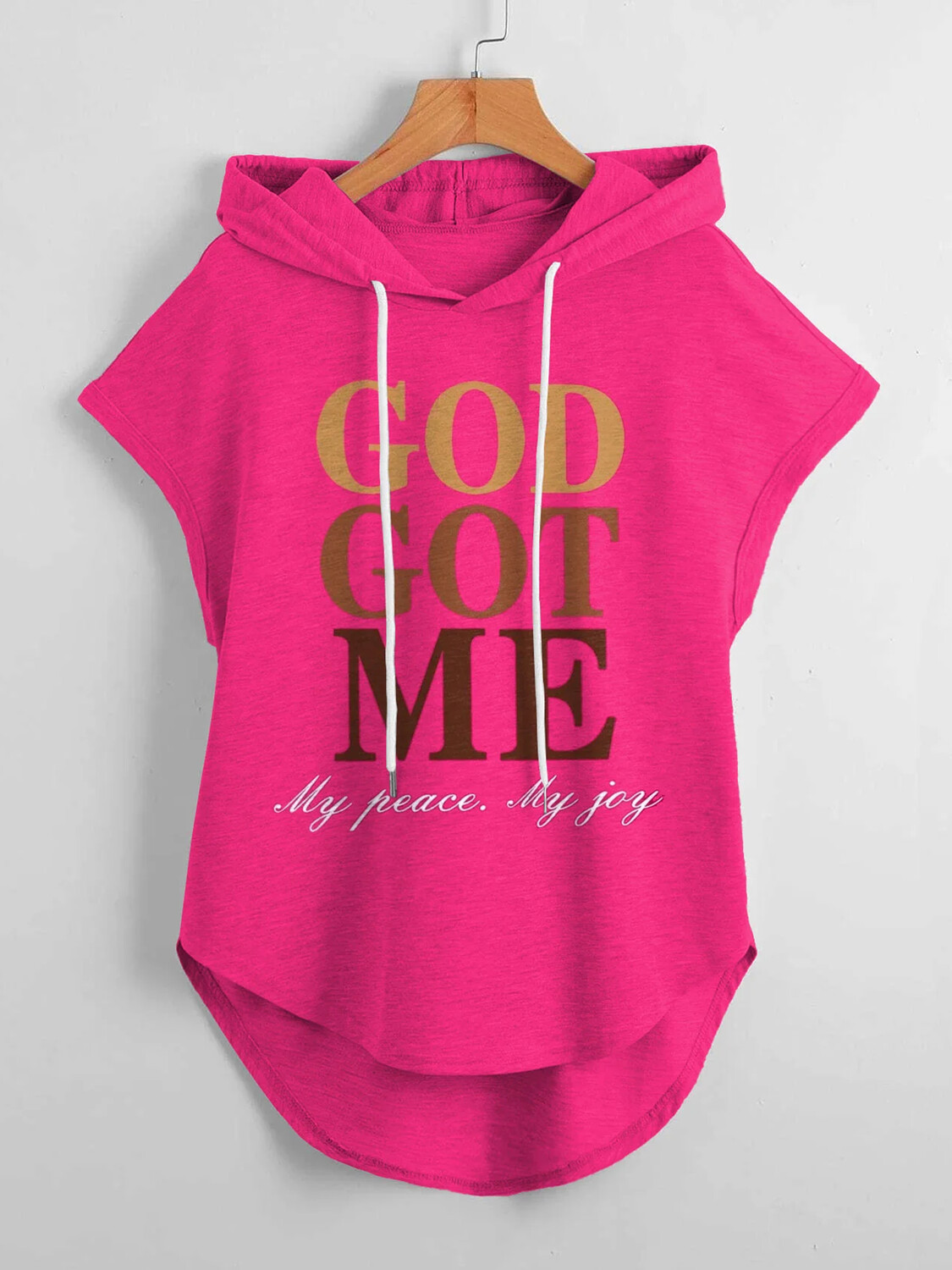 Women's God Got Me My Peace My Joy Print Hooded Tank Top-Styleame