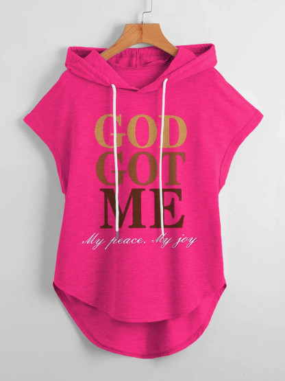 Women's God Got Me My Peace My Joy Print Hooded Tank Top-Styleame