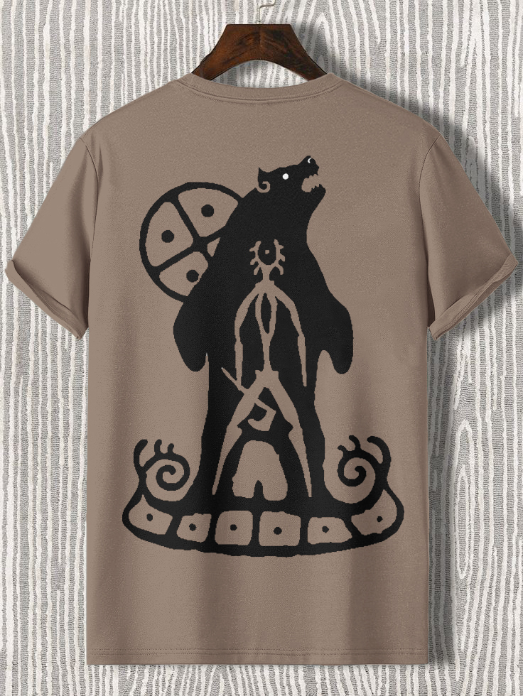 Men's Bear Totem Tribal Art Print Cotton Casual T-Shirt-Styleame