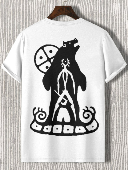 Men's Bear Totem Tribal Art Print Cotton Casual T-Shirt-Styleame