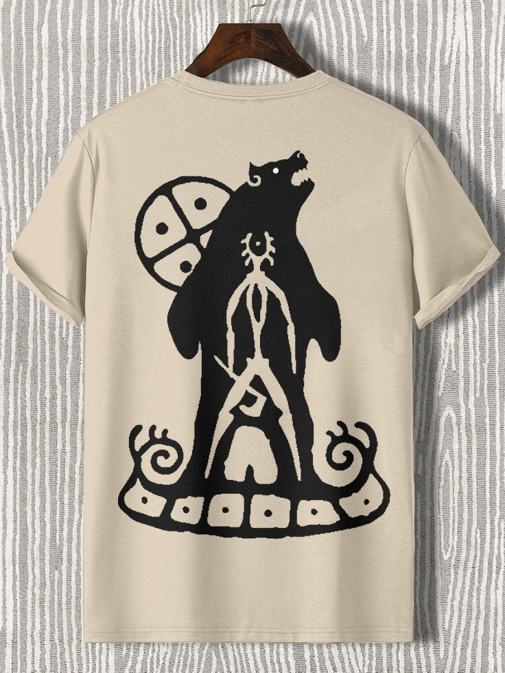 Men's Bear Totem Tribal Art Print Cotton Casual T-Shirt-Styleame