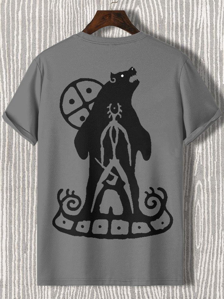 Men's Bear Totem Tribal Art Print Cotton Casual T-Shirt-Styleame