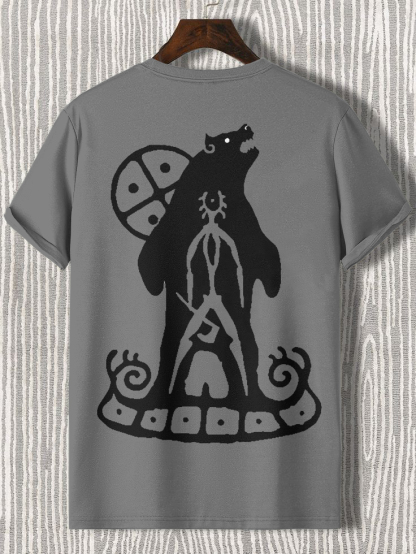 Men's Bear Totem Tribal Art Print Cotton Casual T-Shirt-Styleame