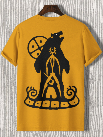 Men's Bear Totem Tribal Art Print Cotton Casual T-Shirt-Styleame