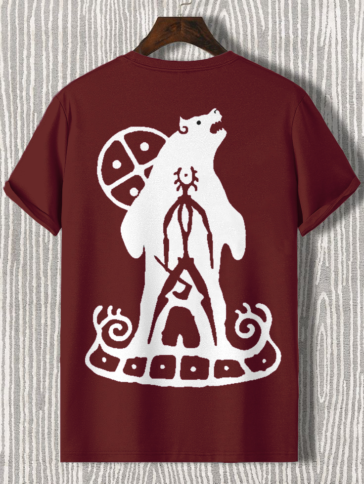 Men's Bear Totem Tribal Art Print Cotton Casual T-Shirt-Styleame