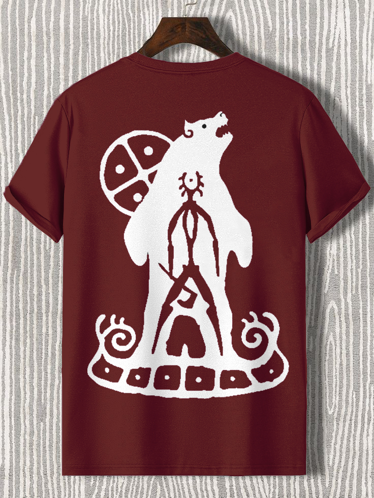 Men's Bear Totem Tribal Art Print Cotton Casual T-Shirt-Styleame