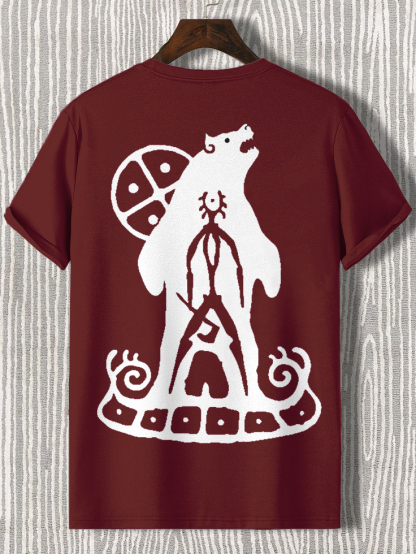 Men's Bear Totem Tribal Art Print Cotton Casual T-Shirt-Styleame