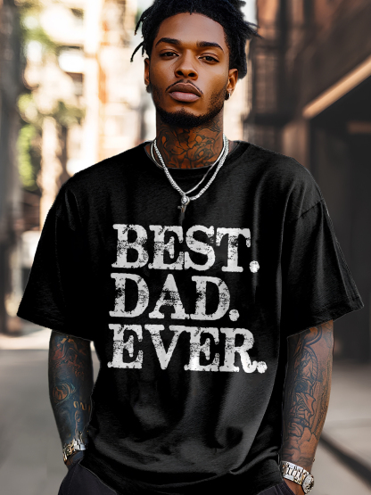 Men's Best Dad Ever Print Cotton Casual T-Shirt-Styleame