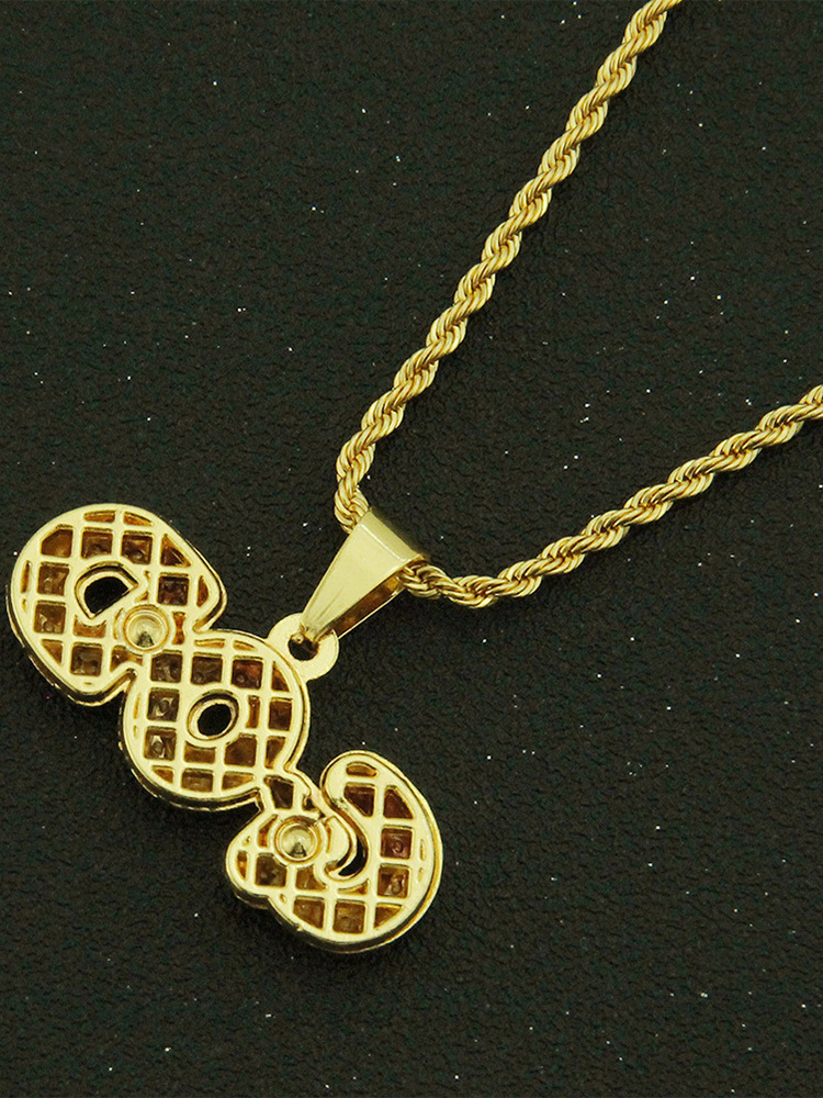 Men's Rhinestone God Letter Pendant Necklace-Styleame