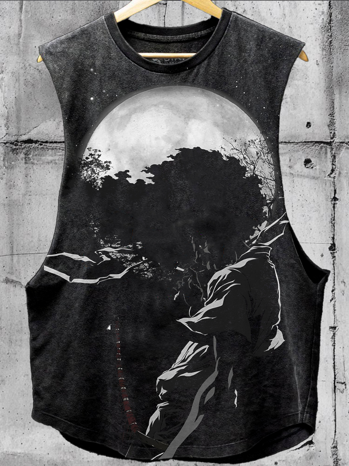 Men's Retro Black Samurai Japanese Art Print Tank Top-Styleame