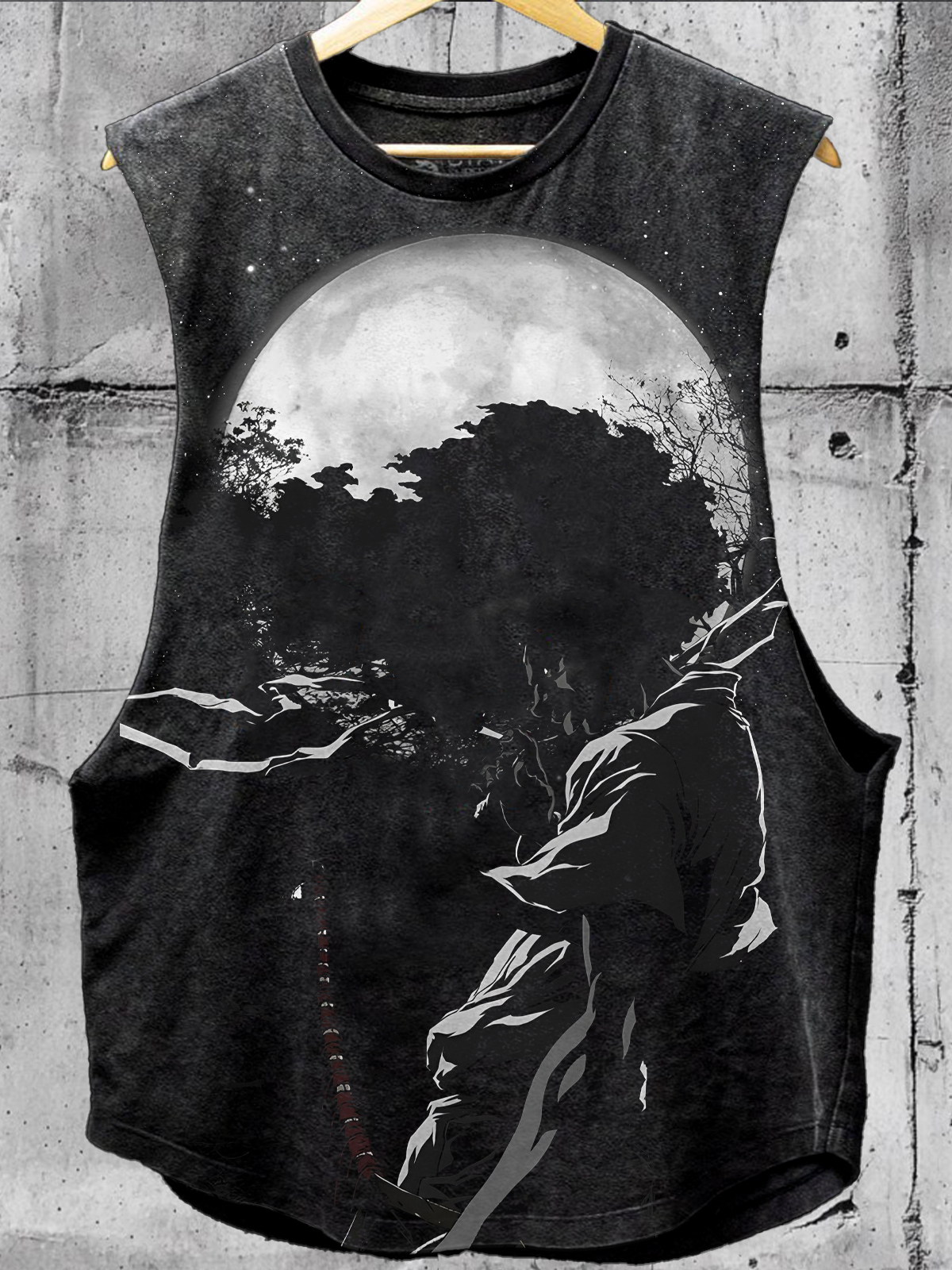 Men's Retro Black Samurai Japanese Art Print Tank Top-Styleame